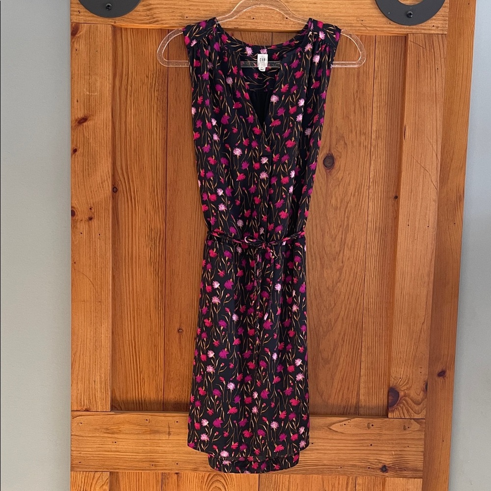 GAP Black and Pink Floral Midi Dress